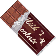 Valentine's Day Milk Chocolate Bar Illustration with Red Wrapper and Gold Cupid Logo