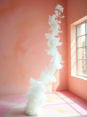 Floating chalk dust in pastel gradients, forming abstract academic symbols with a dynamic slant,  motion,  conceptual art