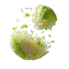 Obraz premium Deconstructed Cabbage: An artistic capture of a cabbage, broken down into its essence with intricate detail, displaying the layers and texture of this fresh produce.