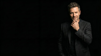 Emotional Studio Portrait of an Adult with Expressive Face Isolated on Dark Background