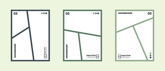 Comic visual moodboard in 3:4 aspect ratio with three frames and a curated color palette