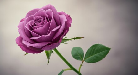 A single purple rose on a muted background