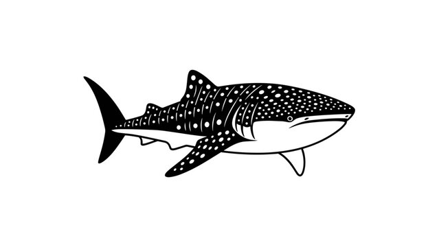 Black and White Whale Shark Illustration.