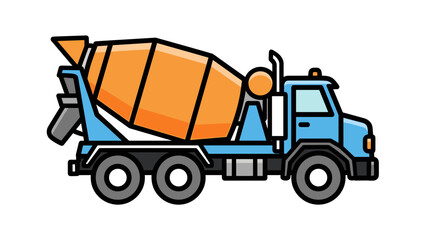 Fototapeta premium Blue Cement Mixer Truck Illustration.