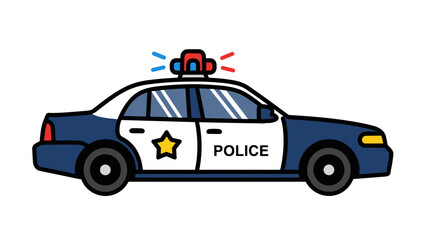 Fototapeta premium Blue Police Car with Lights On.