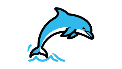 Fototapeta premium Cartoon Dolphin Leaping Out of Water.