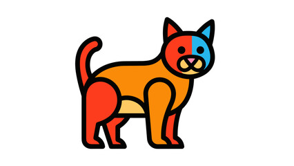 Obraz premium Colorful Cartoon Cat Illustration Standing.