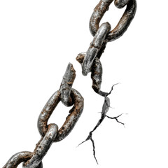 Obraz premium Breaking Free: A weathered and rusty chain snaps apart, symbolizing liberation and the shedding of constraints. A visual metaphor of strength and resilience.