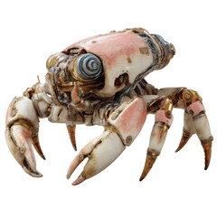 Mechanical Crab: A close-up shot presents an intricate mechanical crab, a fusion of artistry and engineering. The crab is made of ceramic and metal components, combining elegance and function