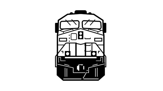Front View of Train Locomotive Illustration.