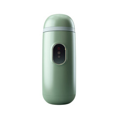 Green thermos bottle isolated: A minimalist shot of a sleek, green thermos bottle isolated, perfect for your beverage needs, showcasing its modern design and practical features.