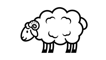 Obraz premium Simple Black and White Sheep Illustration.