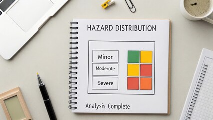 Hazard Distribution Analysis with Color-Coded Risk Levels for Minor, Moderate, and Severe Hazards in Office Setting