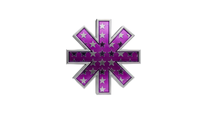3D Purple Star Asterisk Symbol on transparent background