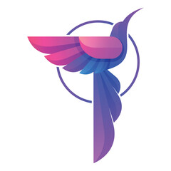 Gradient Modern Humming Bird Logo Design
