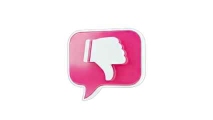 3D Thumbs Down Icon in Speech Bubble on transparent background
