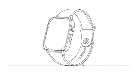 Simple sketch of a modern smartwatch with a rectangular face and strap