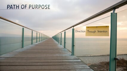 Tranquil Path Leading Towards Ocean with Inspirational Quotes on Display for Purpose and Intention