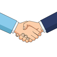 Cartoon illustration of two hands shaking, wearing business suits