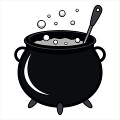 Witchs cauldron silhouette with bubbles
