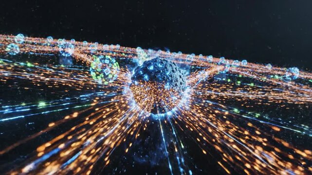 Futuristic Network Connections with Data Transfer.