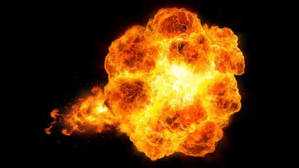 Bright Orange and Yellow Explosion with Fiery Flames and Smoke fire blast
