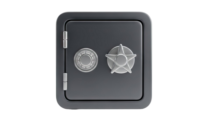 3D Modern Safe with Combination Lock and Star Handle on transparent background