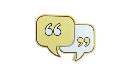 3D Quote Speech Bubble Icons on transparent background