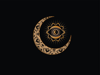 Fototapeta premium Golden moon eye symbol