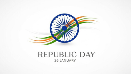 Indian republic day celebration illustration with ashoka chakra and indian flag colors