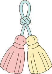 Kawaii Pastel Double Tassel with Chinese Knot for Lunar New Year Decoration Illustration