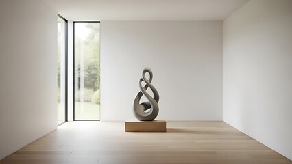 Minimalist Sculpture Artwork in Bright White Gallery with Natural Light