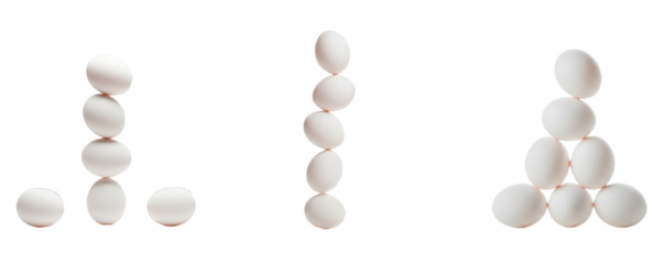 Stacked White Eggs in Creative Arrangements – JPEG Set