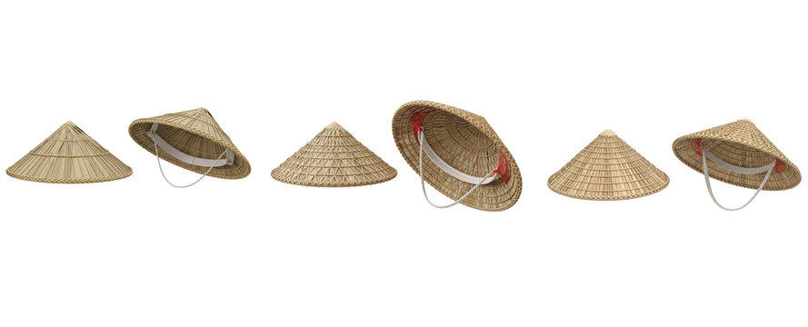 Traditional Woven Asian Conical Hats &ndash; JPEG Set