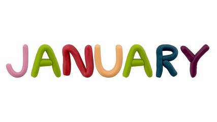 Playful 3D Animated "JANUARY" Text with Vibrant Colors