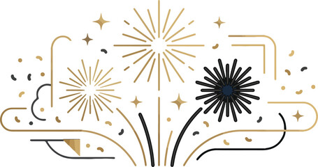 New Year Celebration Fireworks Vector on White Background