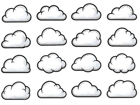 White Clouds Isolated on White Background