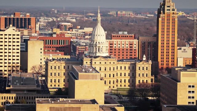 Downtown Skyline of Lansing Michigan Capital of Michigan