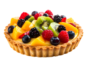 Fresh fruit tart with creamy filling and golden crust