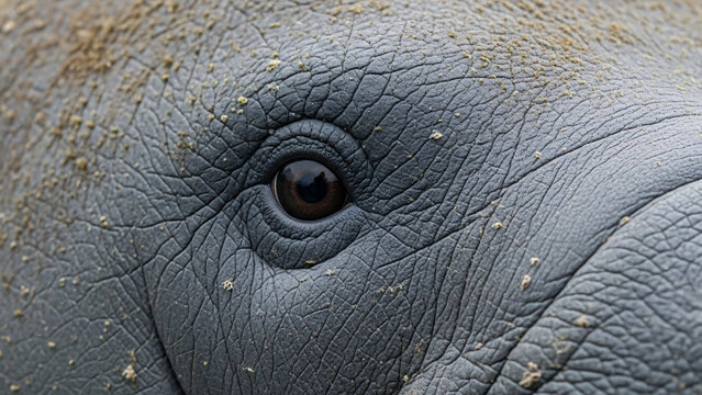 Close-up of an elephant eye with detailed wrinkled skin