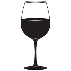 Elegant wine glass filled with red wine on white background