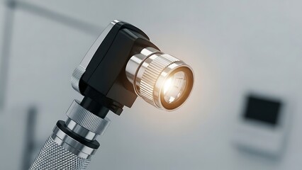 Fototapeta premium Precision Medical Otoscope Head with Bright Focused Light for Diagnostic Examination.
