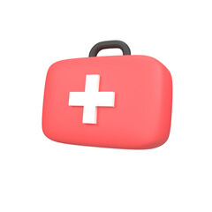 Obraz premium 3D Render First Aid Kit Medical Bag Healthcare Icon