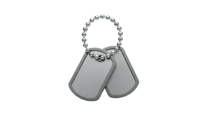 3D Dog Tags on Ball Chain on transparent background