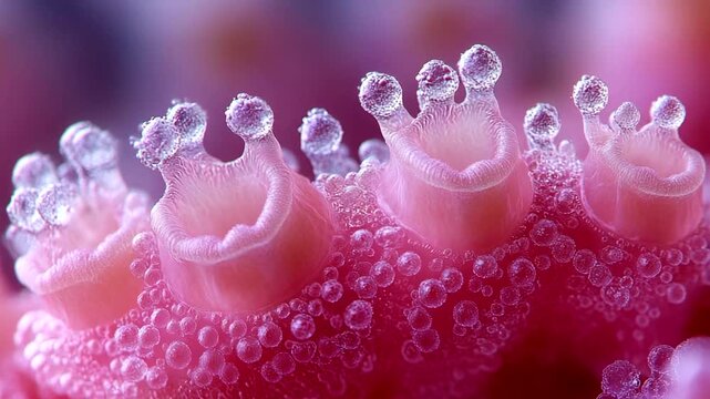 Close-up of vibrant coral polyps in underwater habitat