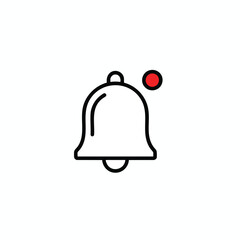A simple bell icon with a red circle indicator. Outline on white background