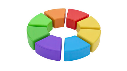 Obraz premium 3D Colorful 3D pie chart segments on transparent background