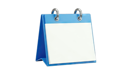 3D Blank desktop calendar on transparent background