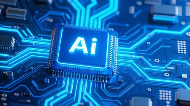 Data foundation quality. cloud based file storage, security protection, ai backup solutions business, chip on circuit board glowing blue technology microchip processor neon futuristic motherboard