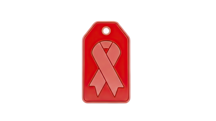 3D Red Ribbon Tag Icon on transparent background